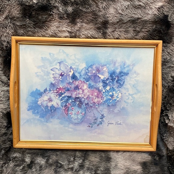 Floral Watercolor Art in Wooden Serving Tray made in Vancouver - Picture 2 of 16